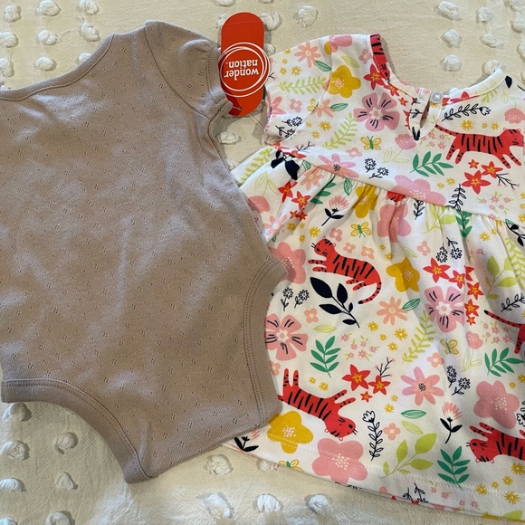 NWT lot of two floral dress & onesie size 0-3mo & 3-6 mo baby newborn sleeper - Picture 2 of 4